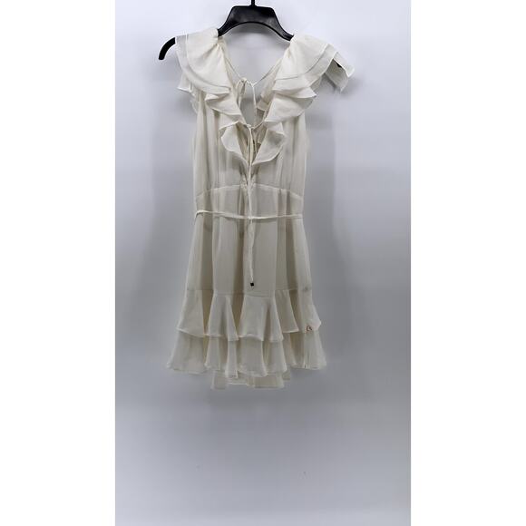 SAINTS + SECRETS Women's White Ruffle Surplice Tie-Waist A-line Mini Dress SZ S - Picture 3 of 11